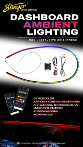 Stinger Dashboard Ambient Light – 64 RGB Colors | Bluetooth App Control  Key Features