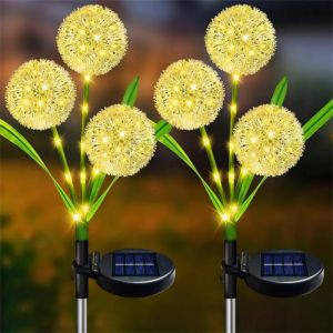 1PC/2PC 1 Head/3 Head Solar Garden Stake Light Dandelion Outdoor Ground Mounted Light Used for Courtyard and Garden Decoration