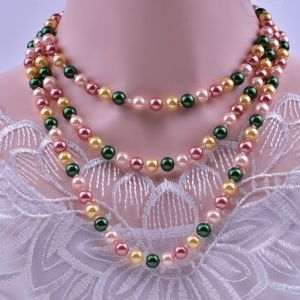 Long Multi-Layered Fashion round Bead Mixed Color Glass Imitation Pearl Necklace 1.5 Meters Long Sweater Chain Home Decor