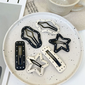 กิ๊บติดผมห้ากิ๊ฟดาวติดผมรูปเมฆลายจุดสีขาวสีดำสำหรับผู้หญิงกิ๊บติดผมด้านข้างเครื่องประดับผมสมองด้านหลังหรูหรา2024