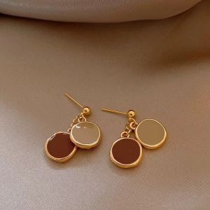 Maillard Design Colored Enamel Irregular Round Plate Pendant Earrings 2024 New Jewelry For Womens Fashion Luxury Accessories