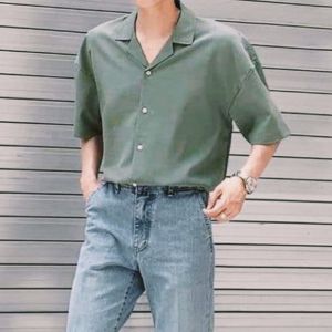 เสื้อเชิ้ตแขนสั้นbp สีเขียว สไตล์ KOREA  ใส่ได้ทั้งชายและหญิง ไซส์ M-6XL
