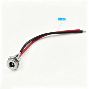 DC Power Plug Socket 5.5 X 2.1mm / 5.5 X 2.5mm Male/Female Threaded Connector Adapter with 18AWG Cable Wires 10CM DIY