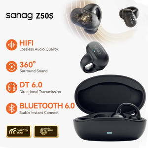 Sanag Z50S Open-Ear Clip Earphones Bluetooth 5.3 Wireless Headphones Comfortable 70H Battery HD Call Commute/Work Top Choice