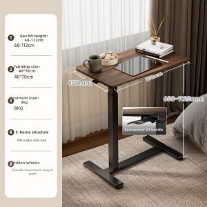 Brateck | Adjustable Moveable Single-side Table Solid Wood