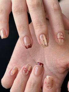 Móng Tay Giả Mắt Mèo Pháp Màu Đỏ Thủ Công Cao Cấp Có Thể Tháo Rời Phụ Kiện Trang Trí Móng Tay Bộ Sưu Tập Mùa Hè 2024