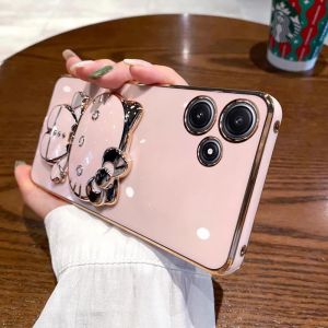 Applicable to Redmi 12 mobile phone case electroplated cat bracket makeup mirror redmi9C silicone soft case protective cover h2607069