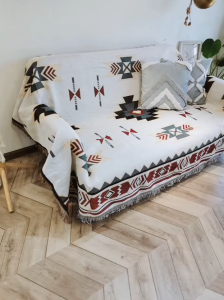 HOMEPO 1 2 3 4 seater Sofa cover nordic Sofa Towel cover slipcover European-style Tassels Throw Blanket shawl fur pure Double Sided Cotton Woven Sofa Blanket towelling