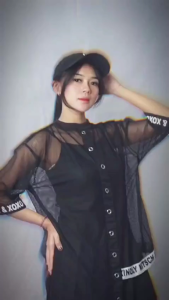 BAJS Blus Jaring Two Face Harajuku Korean Style Oversize Mesh Streetwear Wanita Hitam