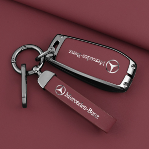 ฝาครอบเคสกุญแจรถอัจฉริยะรีโมทรถยนต์โลหะผสมสังกะสีป้องกันปุ่มที่วางฝาครอบพวงกุญแจหนังสำหรับ Mercedes Benz A B C E S CLA GLC GL Class 180 200 250 300 320 350 400 35 45 43 63 AMG W246 W176 w204 W205 W212 W221 W222 C117 W218