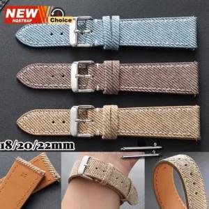 Nylon Denim Fabric Watch Strap 18mm 20mm 22mm Women Men Wristband for Samsung Smartwatch Leather Canvas Band for Omega Bracelet