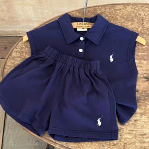 Bộ Áo Polo Trẻ Em Cộc Tay Không Tay Và Quần Short Quần Đùi Bộ Mùa Hè Thời Trang Thương Hiệu Em Bé Bé Gái Hai Mảnh Cotton Vải Bông Thoải Mái Mặc Cho Trẻ Em