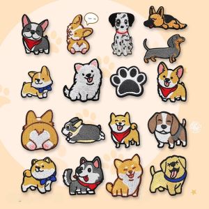 Cute Cartoon Dog Embroidery Fabric Patches Iron on DIY down Jacket Childrens Clothes Repair Patch Animal Pattern Home Sewing