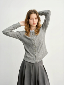 DUSHU | Knitted Two-Piece Look Cardigan Slim Fit Spring Autumn Wear