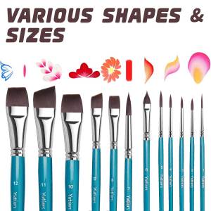 12pcs Professional Face Painting Brush Set with Nylon Bristles Wooden Handle Versatile for Watercolor & Embossing