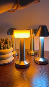 🔥[Ready Stock] Ins Luxury Nordic Metal LED Cordless Table Lamp Touch 3 Color Dimmable Night Light Lampu Tidur Malam 小夜灯