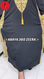 Abaya Hitam Arab Lengan Panjang Turkey Jetblack Bordir Gamis Lebaran Abaya Dubai 360 Zeera - XELLEA