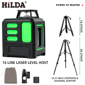 Hilda | HILDA 5 Lines Laser Level 360 Automatic Leveling Level Construction Tool Equipment Green Light Cross Laser Good Gift