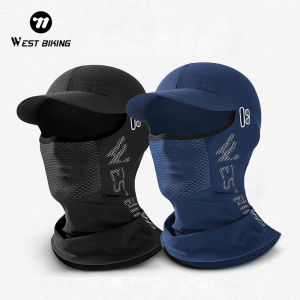 WEST BIKING Summer Cycling Balaclava With Brim Ice Silk Sun Protection Face Mask Bicycle Motorcycle Fishing Hiking Sports Cap