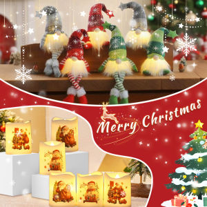 Christmas Faceless Doll Gnome Ornaments LED Light Plush Knitting Crafts Tree Pendant Christmas Decorations for Home Kids Gift