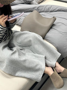 Grey High Waist Casual Sports Pants Womens Autumn 2025 New Style Slimming Nine-Piece Wide Leg Pants Small Size Knife