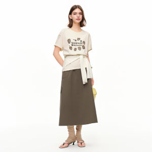 DUSHU | Casual Strawberry Printed Embroidered T-Shirt Loose Round Collar