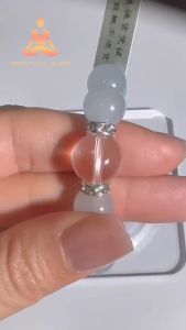 Womens Lucky Charm Bracelet Natural 10mm Aquamarine Bracelet Clear Crystal Bracelet Gift For Mothers Day