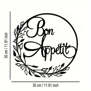 CIFbuy | Bon Appetit Metal Wall Sign 2D Flat Laser‑Cut Iron Silhouette Powder‑Coated Durable Iron Material French Style Kitchen Wall