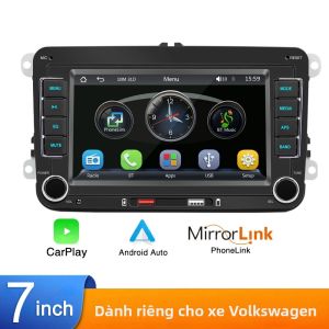 Máy Nghe Nhạc Đa Phương Tiện Ô Tô 7 Inch 2 Din HD Hỗ Trợ RDS Airplay CarPlay Không Dây Android Auto Âm Thanh Nổi Dành Cho Xe VW Seat Skoda Passat Golf Polo