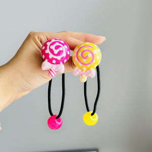 K-style Kids Hair Band Cute Lollipop Hair Rope Acrylic Little Girl Double-Headed around Coiling Does Not Hurt Hair Rubber Band