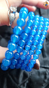Collection Grade Deep Blue Agate Bracelet (Single / 3 Rounds)