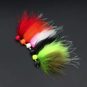 2/3/6pcs 5.8g Rooster Hackle Marabou Jigs Fishing Lure 0.21oz Ice Jig Fishing Bait Crappie Perch Trout Salmon Fishing Lures