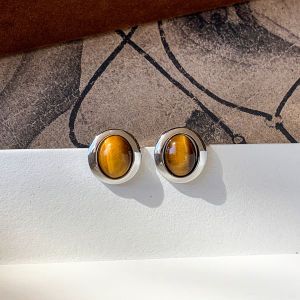CAFFTI | Natural Tigers Eye 925 Sterling Silver Luxurious Earrings
