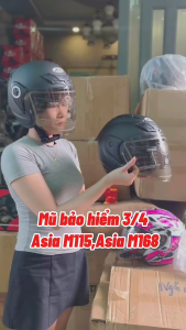 Mũ bảo hiểm 3/4 Asia MT115 có kính chống bụichống tia UV hàng chính hãng mang đi phốđi chơi...