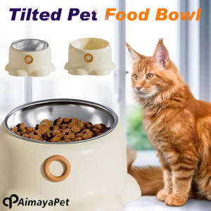 AIMAYAPET Tilted Pet Food Bowl: A Stable Base Solution for Preventing Tipping