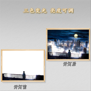 Creative Memorial Birthday Gift God-Slaying Light Painting Mirror Night Lamp Small Night Lamp for Anime Cartoon Fans