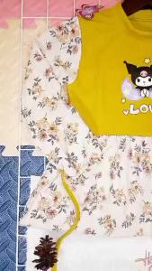 Setelan Cargo Anak Perempuan Baju Labubu lengan Pendek Usia 1-5 Tahun