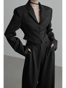 Slim Fit Suit Pants Womens Business Casual Fashion Waist Shaping Long Sleeve Short Coat Single Button Pure Color Spring Season