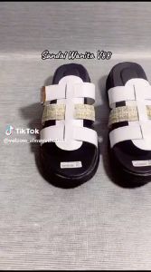 Sandal Selop wanita kekinian terbaru 2025 sendal cewek korean sandal rajut wedges hak tinggi V88