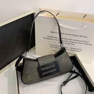 French Underarm Womens Bag Spring Summer New Fashion Versatile Crossbody Bag Single Shoulder Bag Soft PU Magnetic Buckle Closure