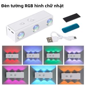 Đèn Tường LED Sạc Lại Được Không Dây Cảm Biến Chuyển Động Từ Tính Đèn Ngủ 3 Màu RGB Có Thể Điều Chỉnh Độ Sáng Dành Cho Phòng Ngủ Hành Lang Cầu Thang Phong Cách Hiện Đại