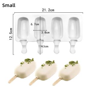 1/4pcs DIY Popsicle Molds Silicone Ice Cream Mold Oval Chocolate Ice Pop Maker Tray for Handmade Frozen Treats Kitchen Gadgets