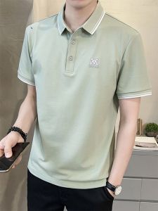 ROMON | Áo thun polo tay ngắn mùa hè mỏng bằng lụa băng có cổ bẻ tay áo thường ngày thời trang công sở thường ngày cho nam