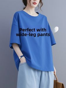 Pure Cotton Short Sleeve T-Shirt Women Summer New Loose Korean Style Slimming Anti-Aging Base Shirt Dopaamine Top