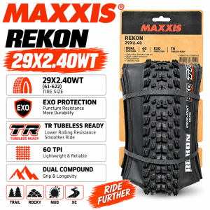 Maxxis | MAXXIS Rekon 29x2.40WT Mountain Bike Tire EXO Protection TR Tubeless Ready 60TPI Dual Compound MTB Folding Tire