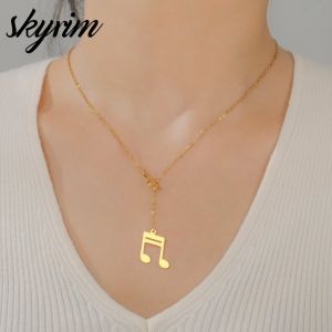 SKYRIM สร้อยคอสแตนเลสผู้หญิงจี้สัญลักษณ์ดนตรีเครื่องประดับแฟชั่น