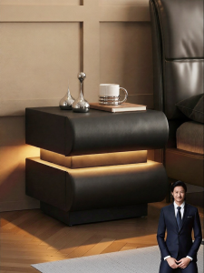 Cream Colored Leather Intelligent Nightstand