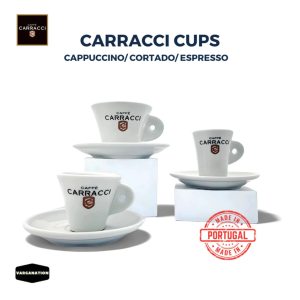 Caffe Carracci Thick Porcelain Cup and Saucer 40ml 110ml Espresso Lungo For Nespresso Machine Made in Portugal