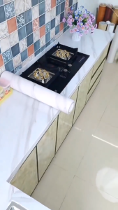 60cm 1M 3M 5M Marble Kitchen Decoration PVC Wallpaper Sticker Waterproof Oil-proof Thickened Dining Table Sticker