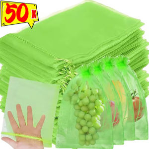 50Pcs Fruit Protection Bag Anti-Birds Plant Bag Garden Tools Strawberry Grape Fruit Grow Mesh Bags Vegetable Netting Cover